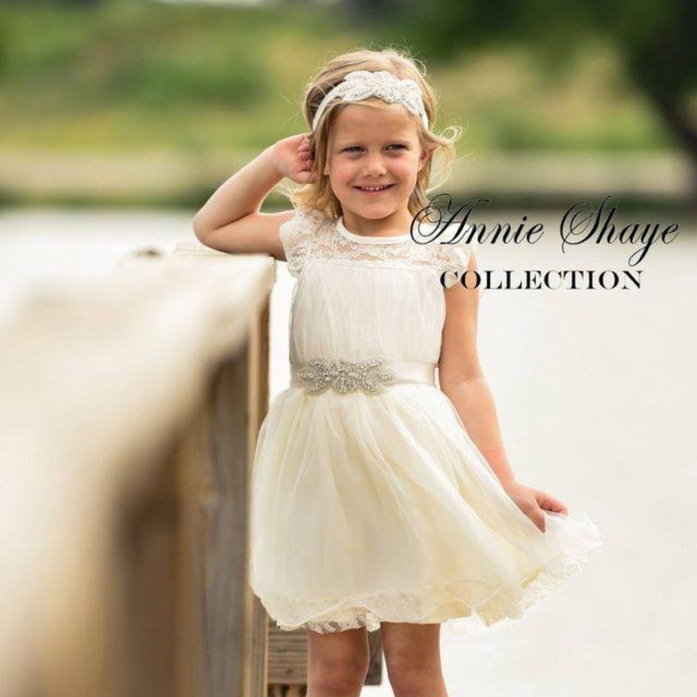Antique Ivory Flower Girl Party Dress